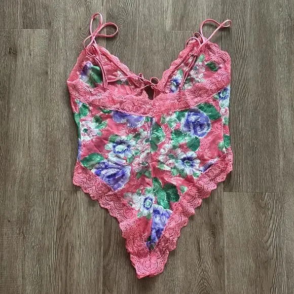 Vintage Victoria's Secret Floral Lace Teddy Size Medium High Cut Leg - Picture 5 of 5